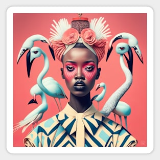 [AI Art] Surrounded by Flamingos Bauhaus Art Style Magnet